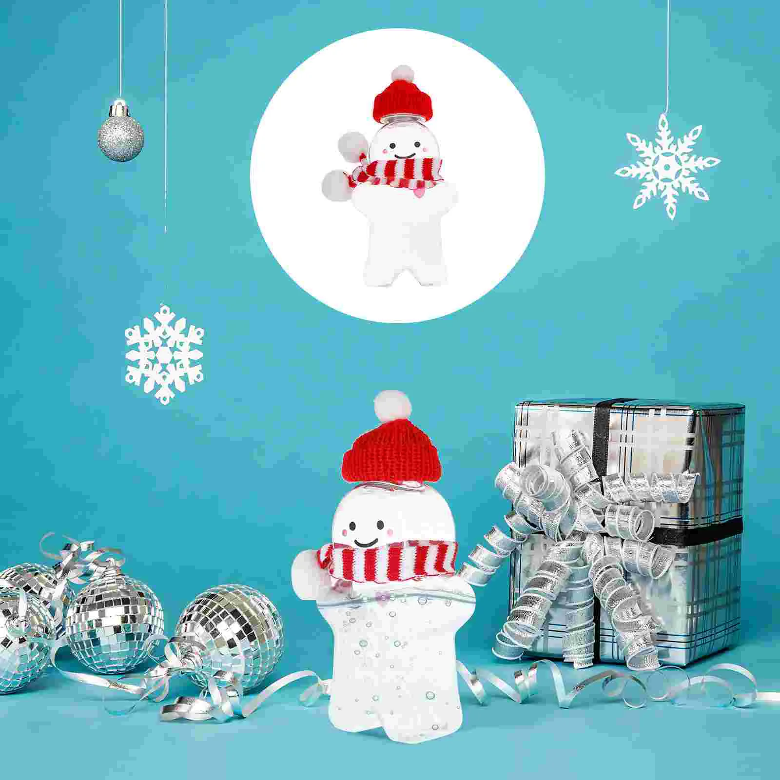 

3 Sets Christmas Drink Bottle Gingerbread Beverage Refillable Water Bottles Candy Jar Man