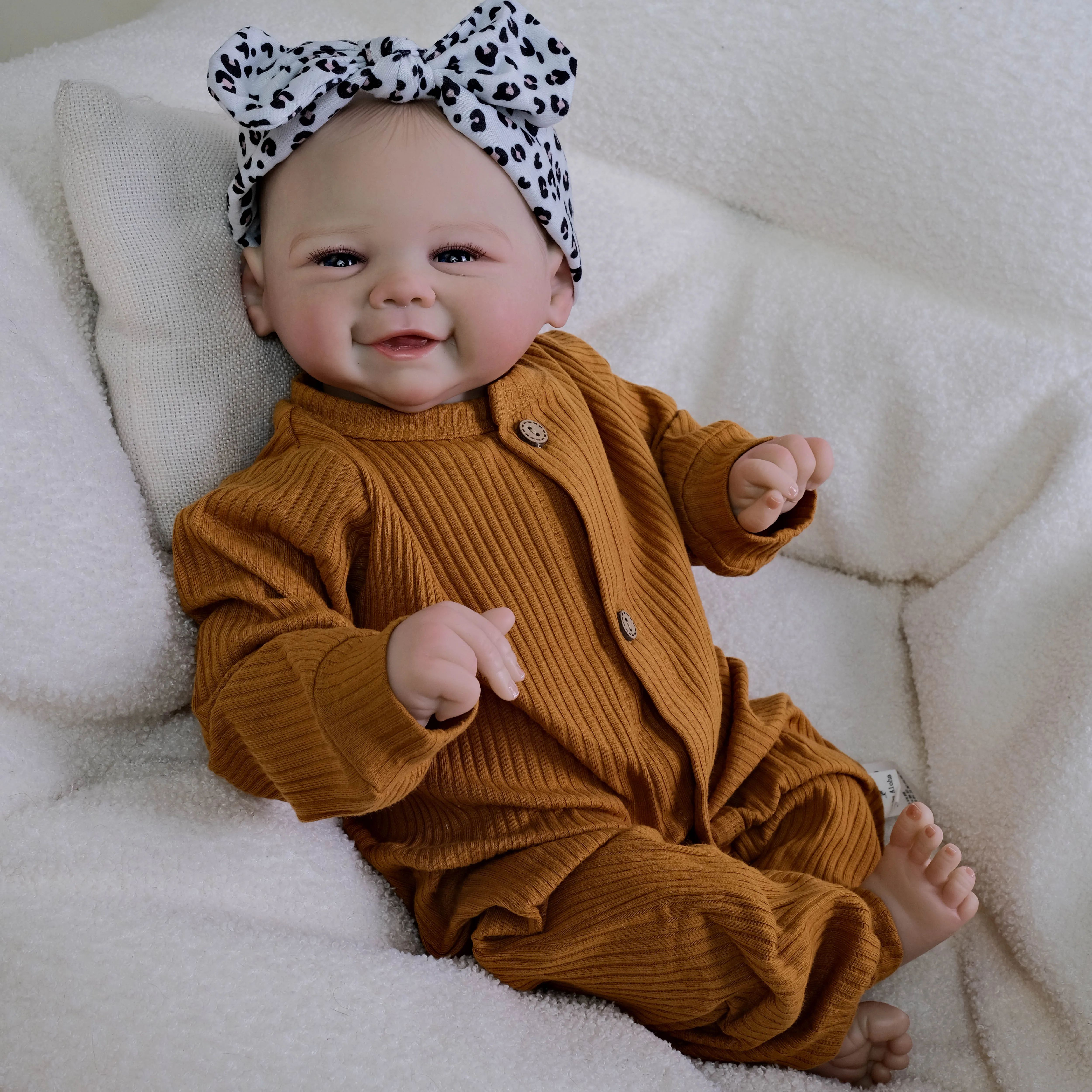 NPK 19 pouces Reborn bébé poupée Vivienne réaliste corps doux avec peau peinte en 3D et cheveux dessinés à la main poupée tactile à collectionner