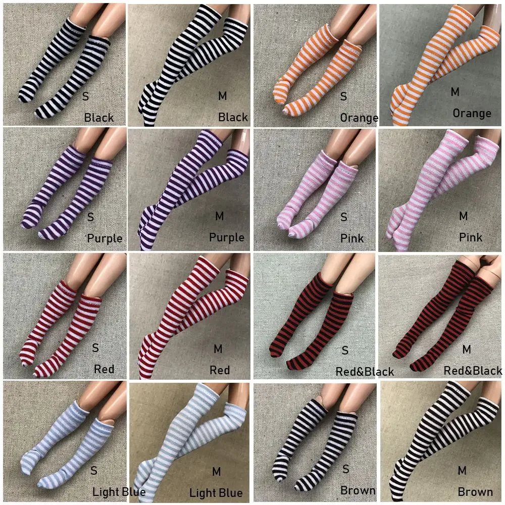 1Pair 1/6 Doll Stripe Socks Doll Stocking Clothes Dollhouse Decoration Toys Children Girl Gift DIY Doll Accessories