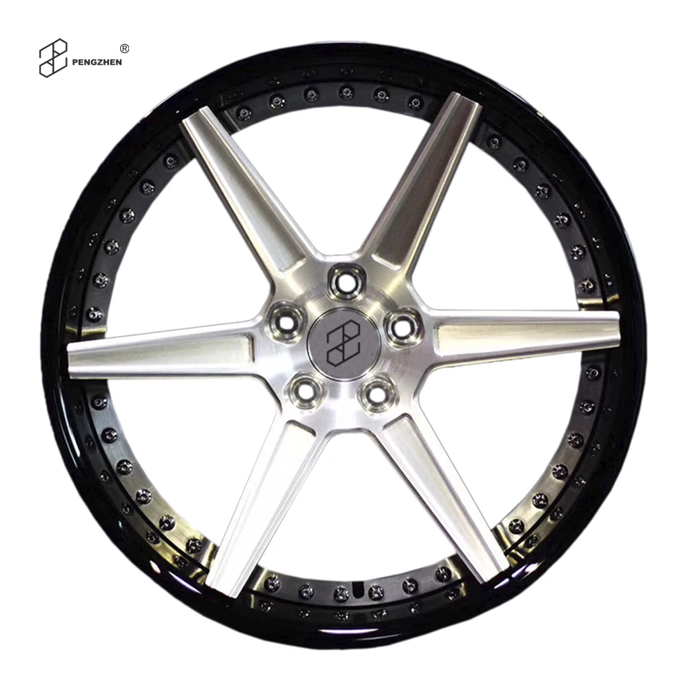 2 PC Brushed Silver Spoke Black Barrel 19 Inch 5x114.3 Forged Wheels Rims for Fo rd Mustang Shelby