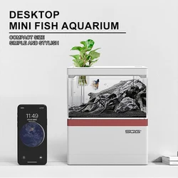 Mini Fish Tank Self-Circulating Fish Tank with Charging Filter Desktop Living Room Household Water Free Ecological Aquarium