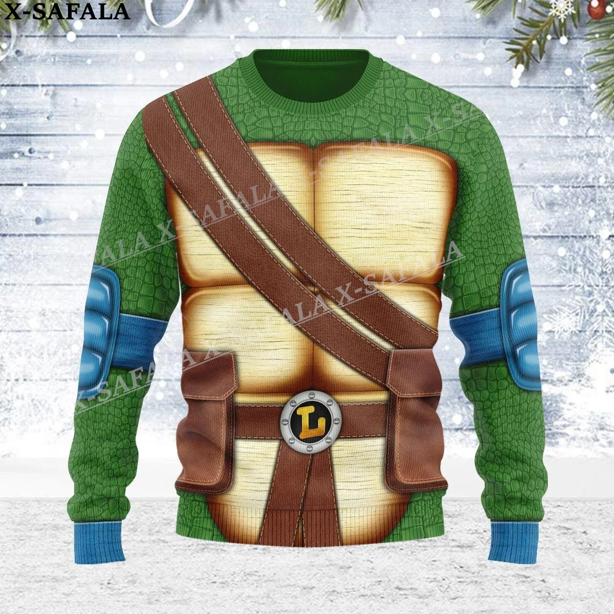 Ninja Turtle Armor Cosplay Ugly Christmas Knit Sweaters Christmas Gift Jumpers Tops Couple Party Unisex Casual-1