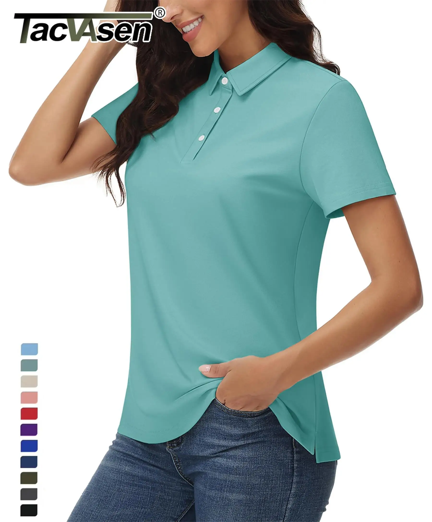TACVASEN Summer Golf Polo Shirts Women's Cool Ice Silk Short Sleeve Shirt Breathable Quick Dry Casual Shirts Pullover Tee Tops