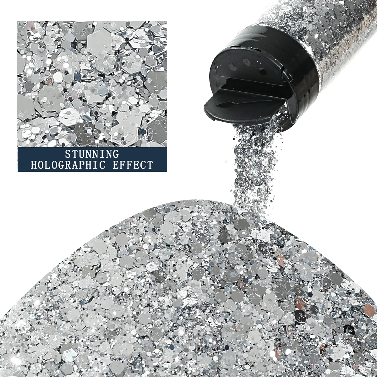 80 g Metallic-Mix, klobiger Glitzer, Bastel-Glitzerpulver, gemischte, klobige, feine, schillernde Nagel-Pailletten für Nägel, Festival-Dekoration – Detail 13