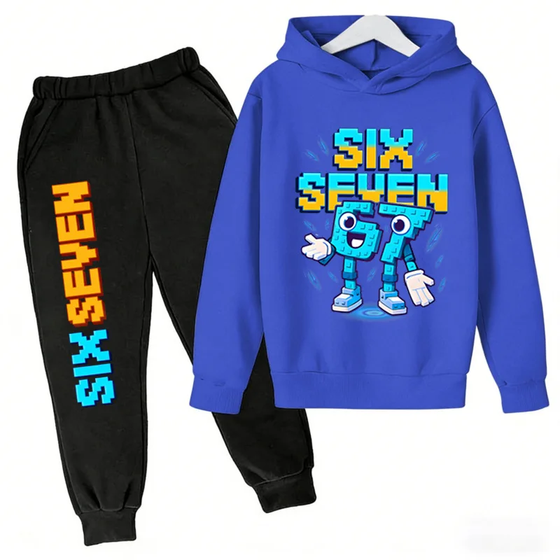 Spring Steal a Brainrot Tracksuit 67 Six Seven Print Kid's Clothes Hoodie+Pants Suit 2pcs Set Boy Girl Children Holiday Gifts