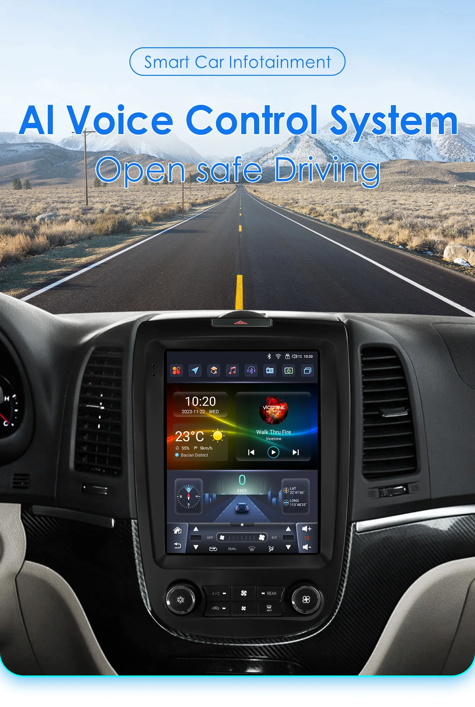 Hizpo 9.7inch For Tesla Style Car Radio for Hyundai Santa Fe 2 2006 - 2012 Android Auto 4G Wireless Carplay DSP Multimedia Player 2Din Stereo Autoradio Navigation GPS Car AI Intelligent Systems Head Unit Autoradio Video Stereo Audio QLED Touch Screen Auto