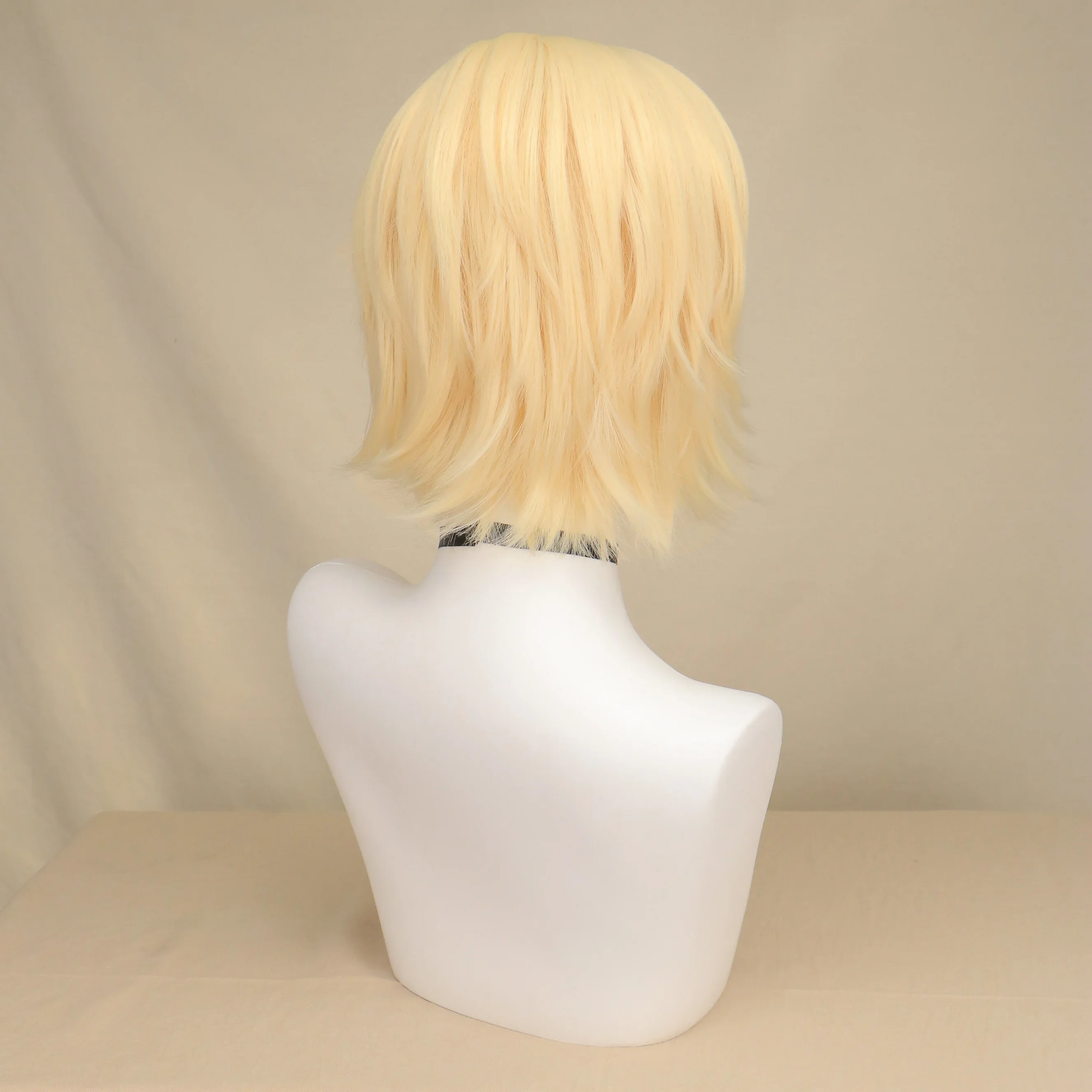 Kostüm Blonde Kurze Perücken für Männer Synthetische Gerade Layered Halloween Perücke Cosplay Haar Perücke für Männliche Frauen Perücken Party Kostüm