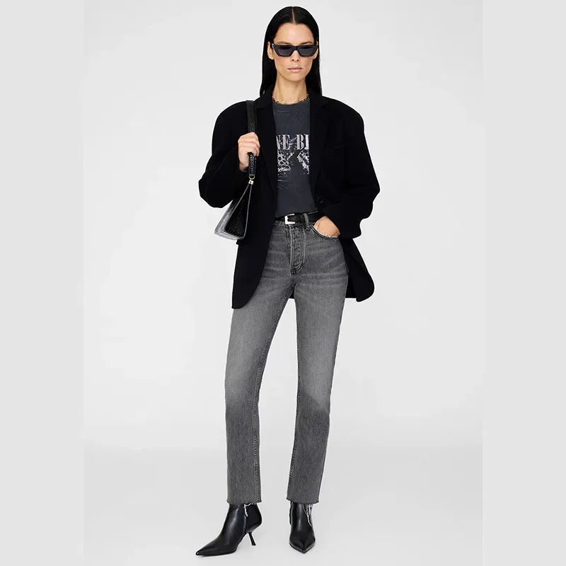 سترة نسائية لعام 2026 مطبوع عليها حروف على شكل رأس الفهد لخريف وشتاء جديد غير موصول ومغسول بلون مقلي على الطراز القديم ملابس تريكو مريحة