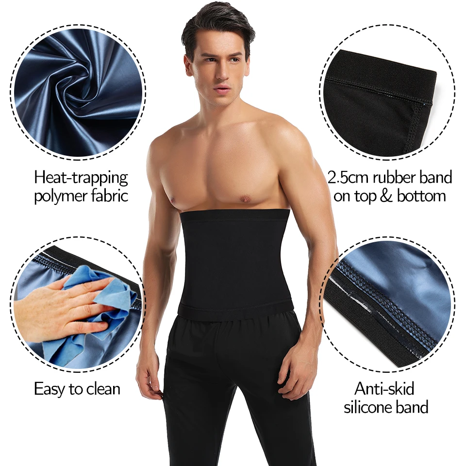 Men Slimming Body Shaper Sauna Sweat Belt Waist Trainer Corsets Belly Girdle to Lose Weight Belly Fat Burner Burning Man