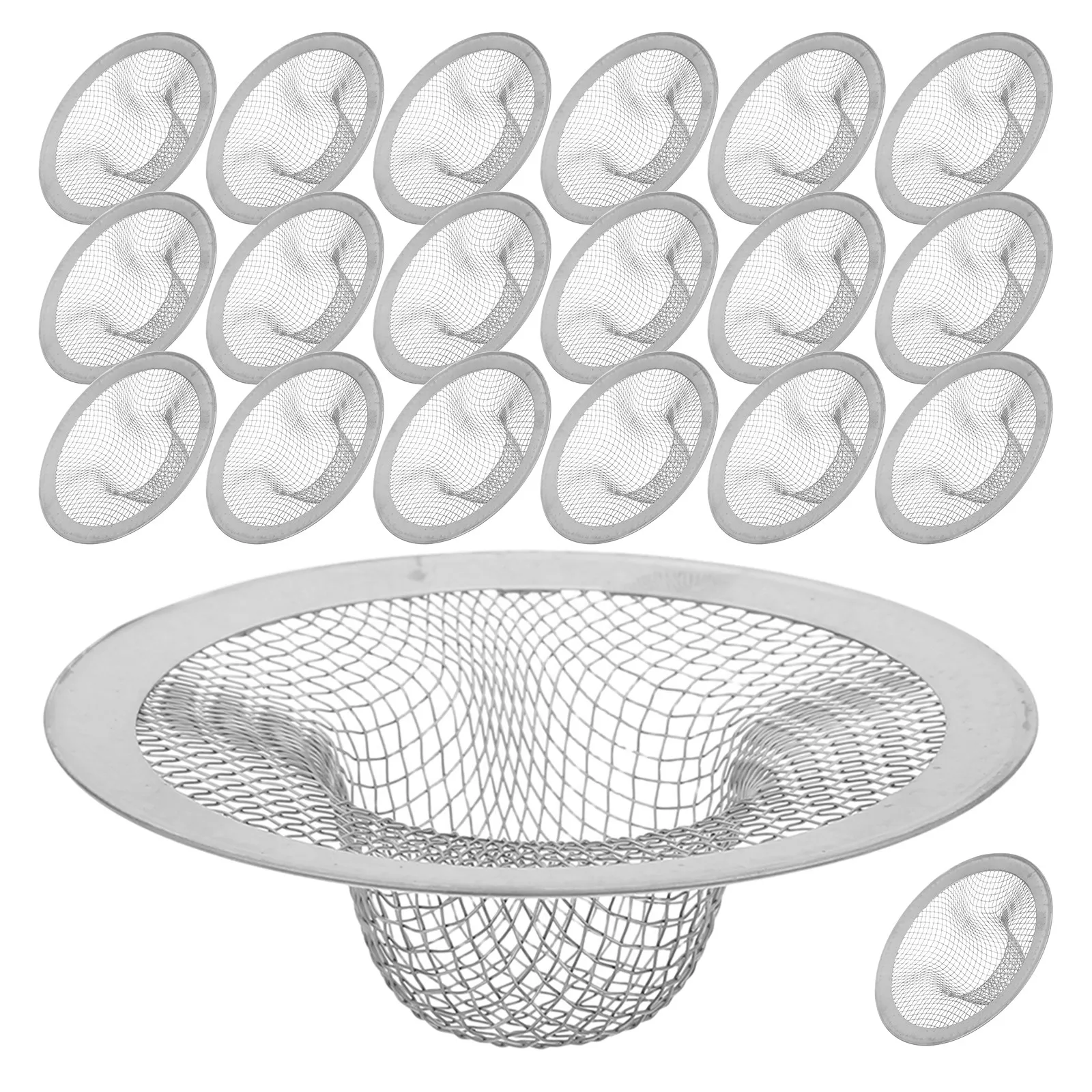 

20 шт. сетчатых фильтров-корзинок из нержавеющей стали для кухонных и душевых раковин, уловителей волос и заглушек для слива в ванной