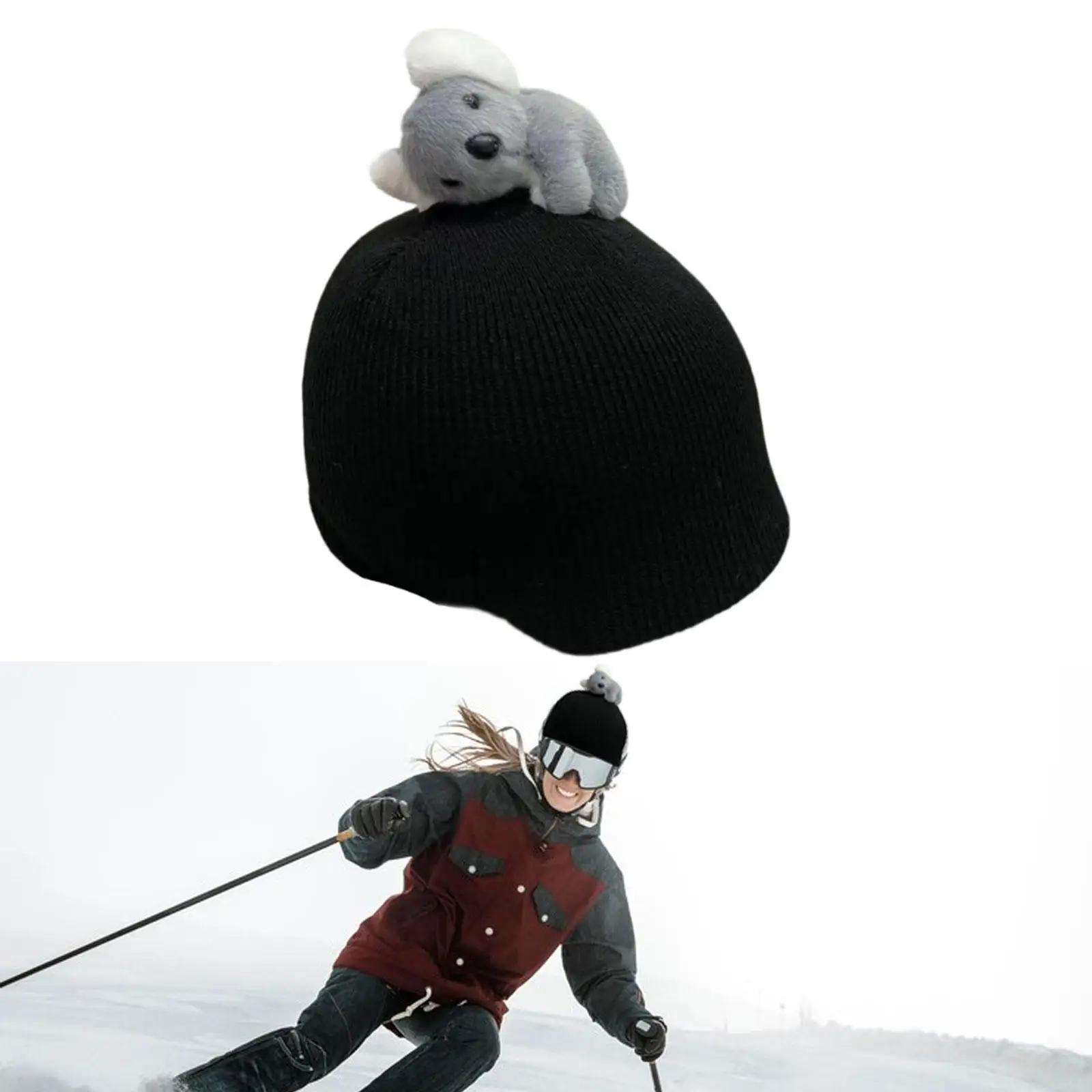 

Koala Ski Helmet Cover Portable Soft Outdoor Reliable Warm Multifunction Knitted Cap Stylish Casual Funny Ski Helmet Decoration