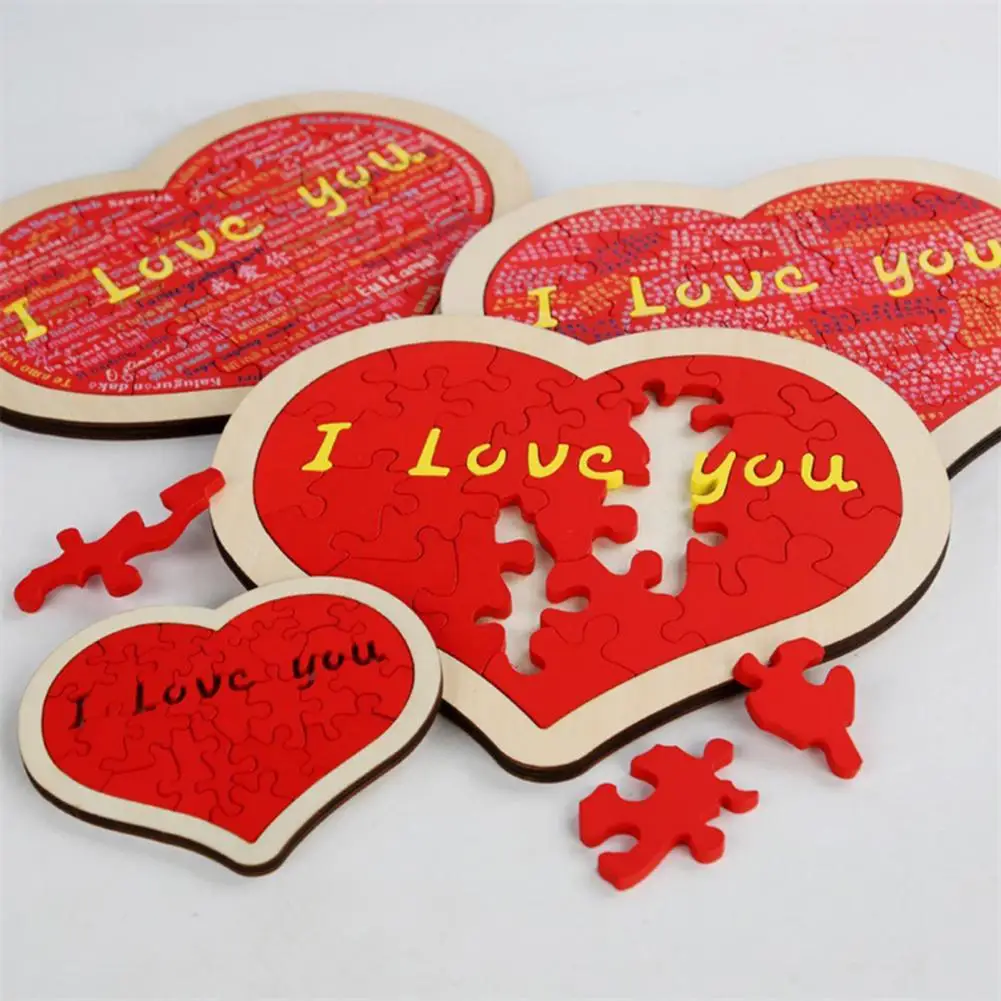 

Preschool Heart Puzzle Game Wooden Love Heart Puzzle Toy Educational Jigsaw Game for Kids Toddlers Valentine's Day Gift