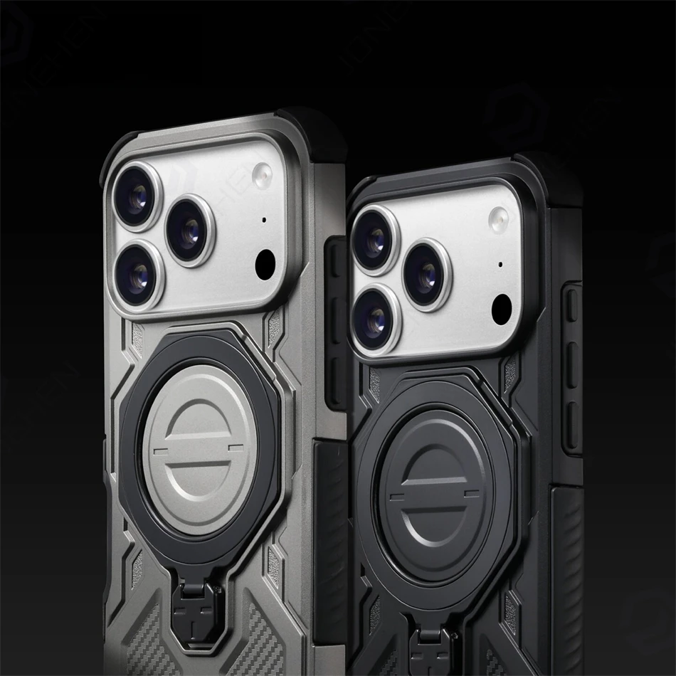 Magnetic For Magsafe Case For iPhone 17 16 15 Pro Max Heavy Duty Shock Absorption Body Protective Rotatable 360 Kickstan Cover
