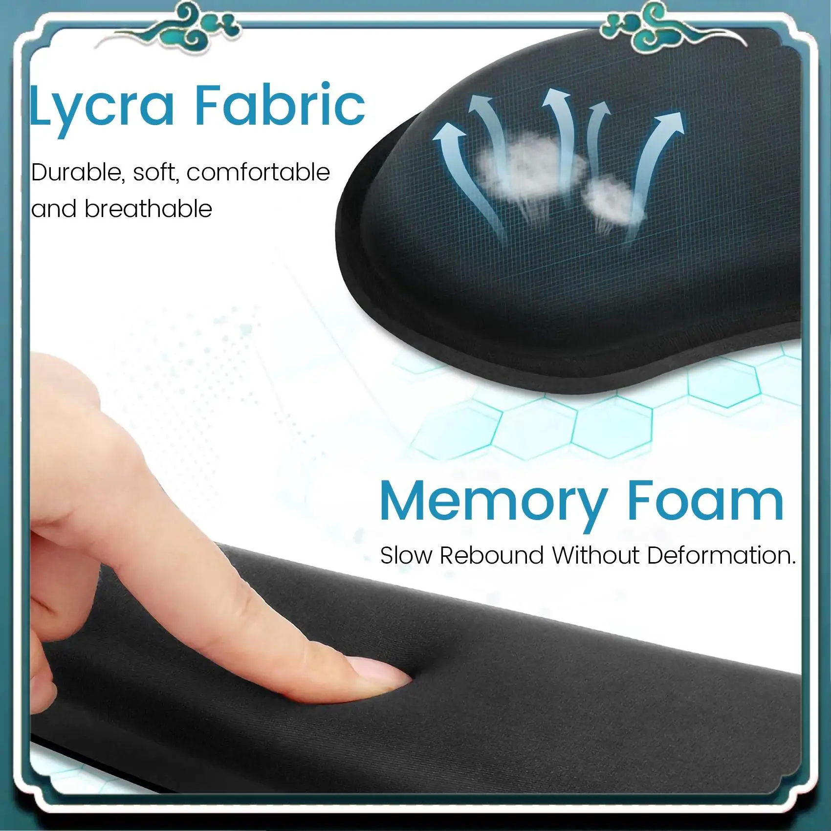 وسادة مسند معصم للوحة المفاتيح من إسفنج الذاكرة سهلة الاستخدام، ودعم وسادة معصم الماوس للمكتب، وخفيفة الوزن، باللون الأسود #3