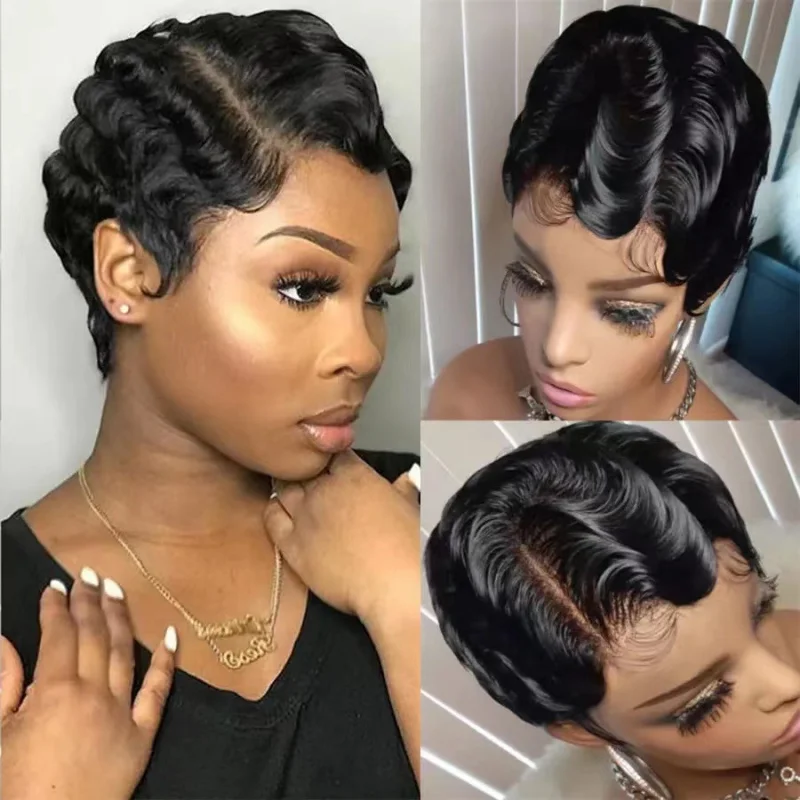 

European and American Style Women's Short Curly Wig, Slightly Curled Full Wig, Hairpiece, Wig for Sale
