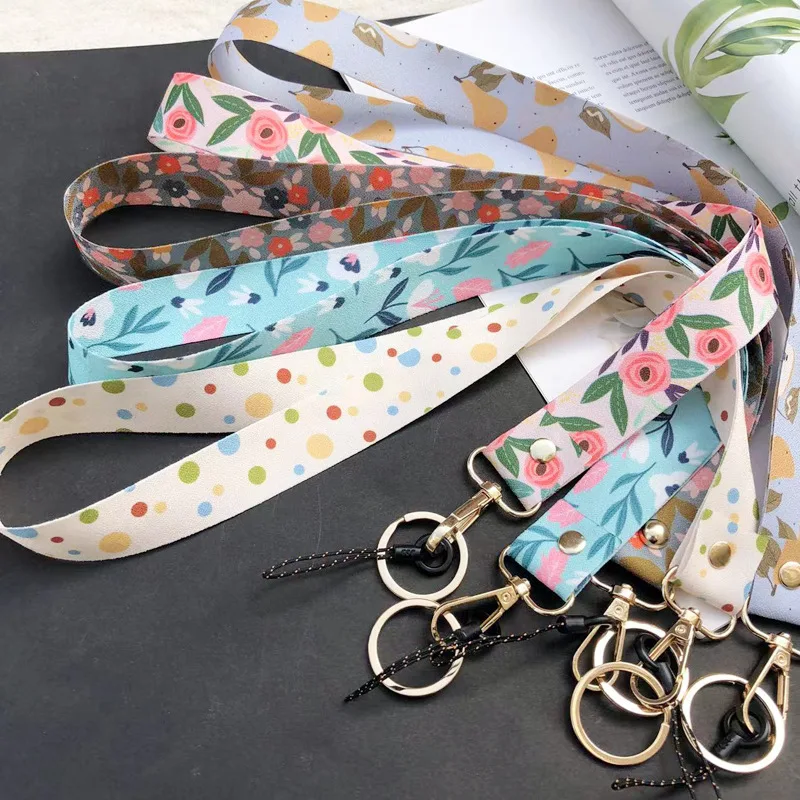Fashion Mobile Phone Lanyard Universal Aesthetics Print String Long Hanging Neck Strap Rope For Keys Working ID Card Keychain