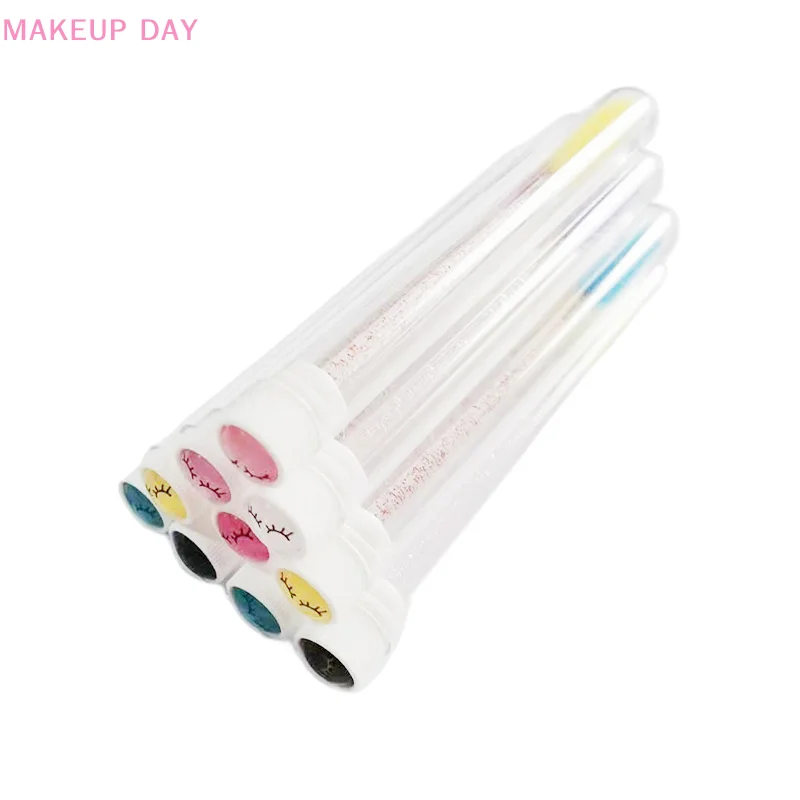 Eyelash Comb Tube Mascara Brush, Beleza com Broca, Smiley, Individual, Multicolor, Lantejoula Opcional