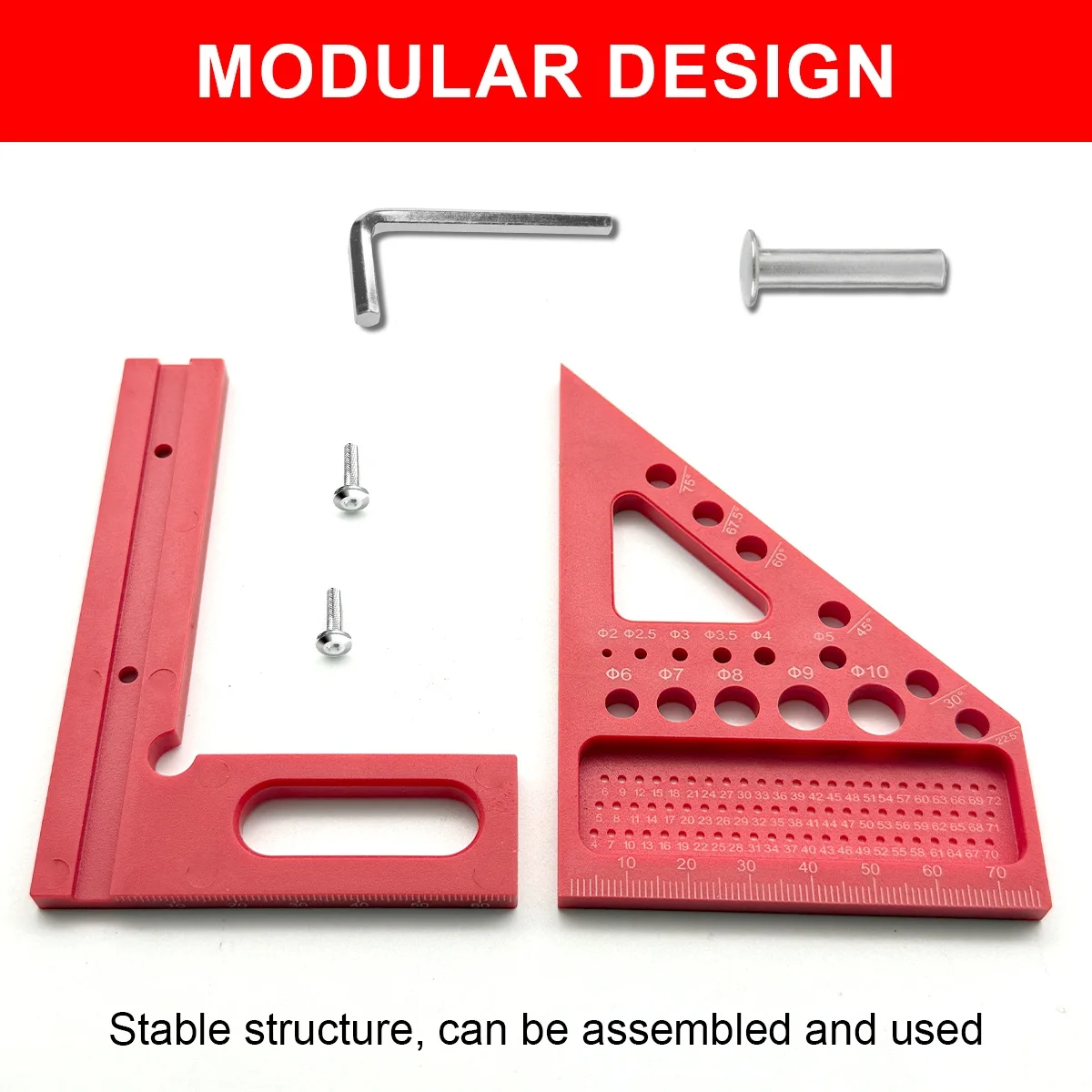 مسطرة قياس متعددة الزوايا ثلاثية الأبعاد، منقلة زاوية قائمة 45/90 درجة، أداة قياس تخطيط عالية الدقة #3
