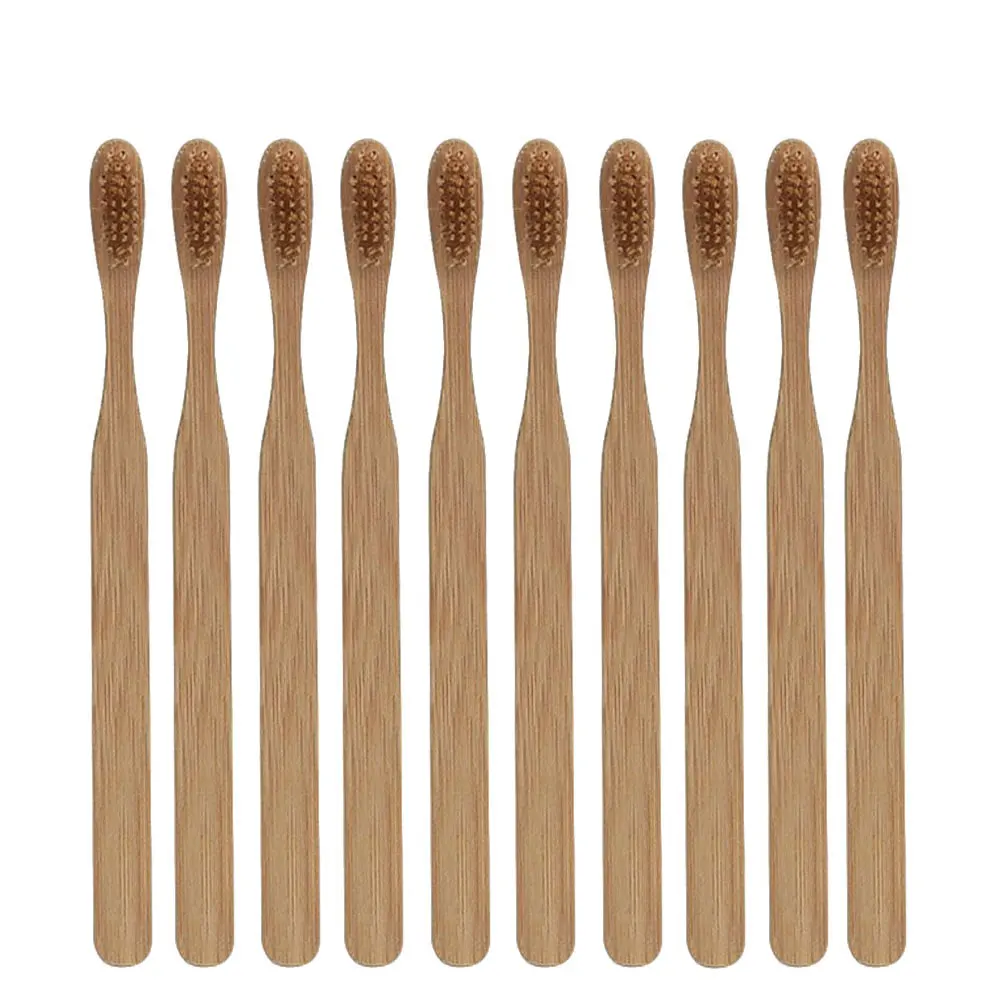 1/10pcs Disposable Toothbrush Adult Bamboo Soft Bristled Toothbrush,biodegradable And Easy To Carry,reusable For Home And Hotel