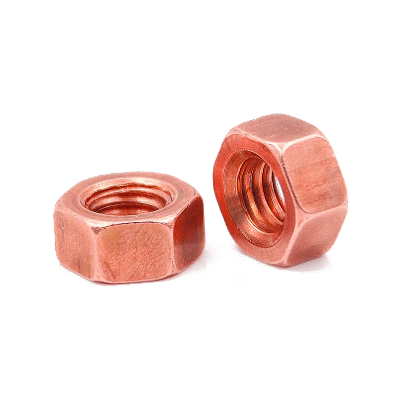 T2 Copper Hexagon Nut Red Copper Nut Conductive Conduction Nut Washer Locking Screw Cap Pure Copper M3 M4 M5 M6 M8 M10M12M16