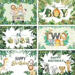 Laeacco Jungle Safari Photo Backdrop Children Birthday Baby Shower Party Decor Banner Portrait Customize Photography Backgrounds