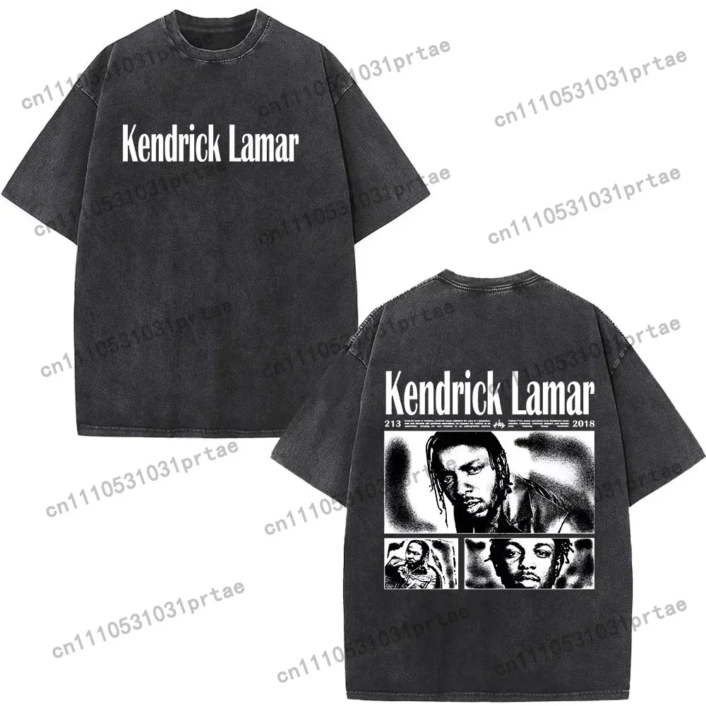 Rapper Kendrick Lamar Album Washed T-shirts Men Women Clothing Fashion Vintage Casual Oversized Short Sleeve T Shirts Streetwear