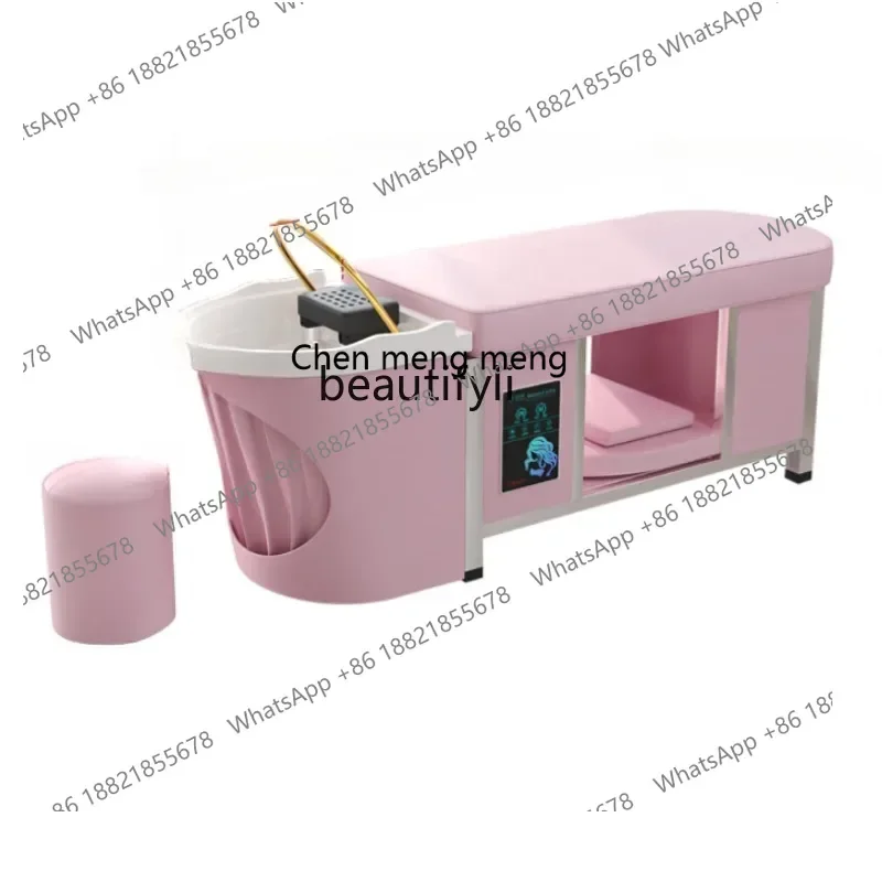 X 32 سرير شامبو لعلاج الشعر من الفولاذ المقاوم للصدأ، صالون حلاقة، صالون تجميل خاص، مركز صحي، سرير للعناية بفروة الرأس