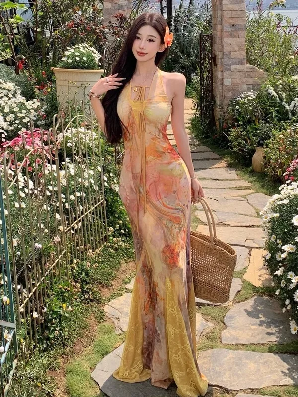 

Сексуальная кружевная юбка-русалка с вставками, облегающая, дышащая, из мягкого полиэстера, летняя, с высокой талией, V-образным вырезом, принтом и эффектом «рыбий хвост»