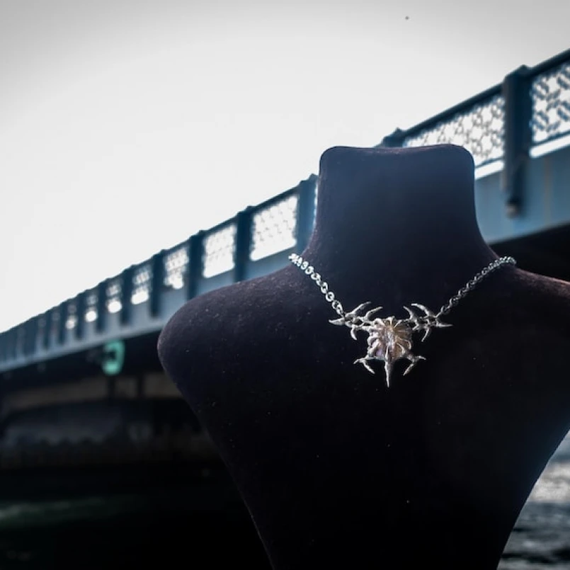 Bubble Claw Square Spiky Rectangle Organic Claws Necklace Freshwater Pearls Pearl Soldered Handmade Brutalist Y2k Jewelry