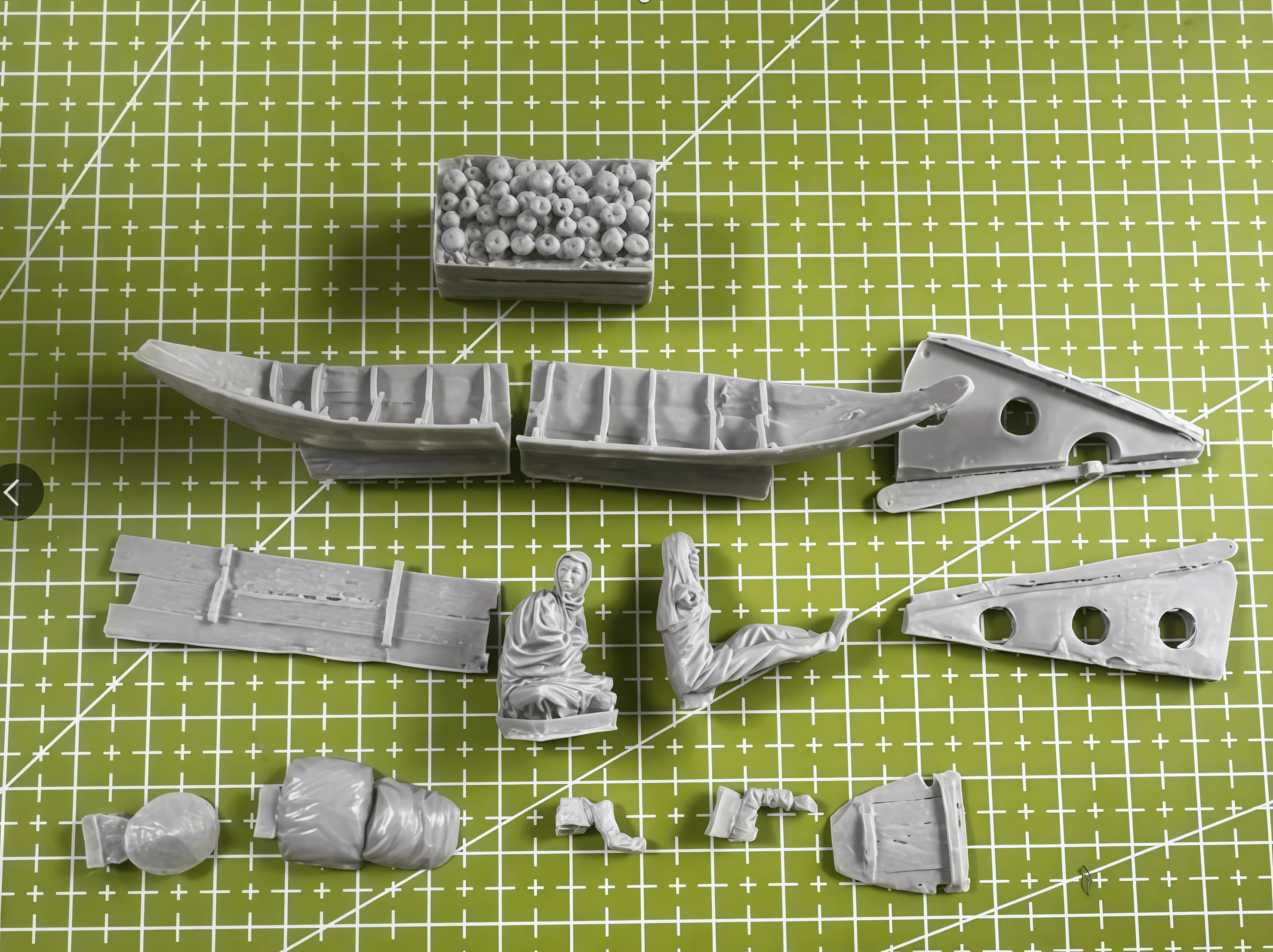 1:35  Resin Model, Scene Model Making Rowing Two Person Group Gk, Uncolored Model