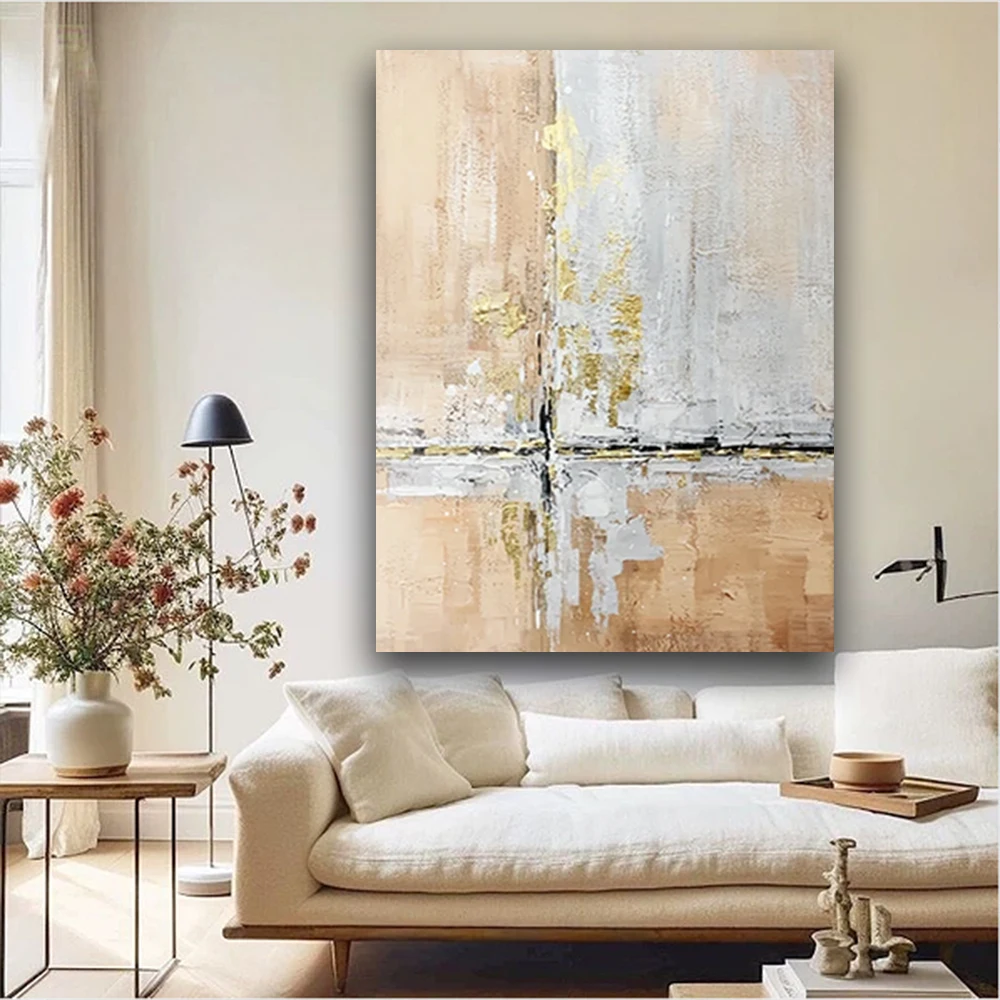 

Nordic Original Canvas Art Wall Picture Blue Knife Texture City Poster Handmade Oil Painting Decor Living Room Bedroom Trim Gift