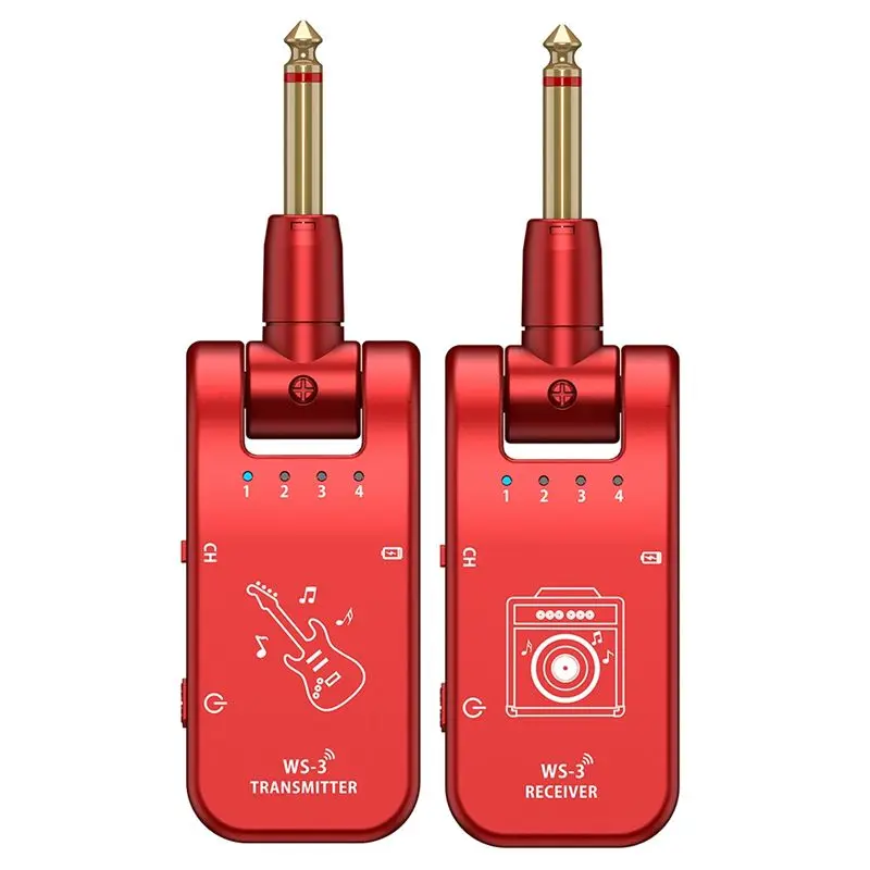 ABLB-Wireless Guitar System Transmitter Receiver 4 Channel 800Mhz-900Mhz 6.35Mm Audio Plug For Electric Guitar Bass Part