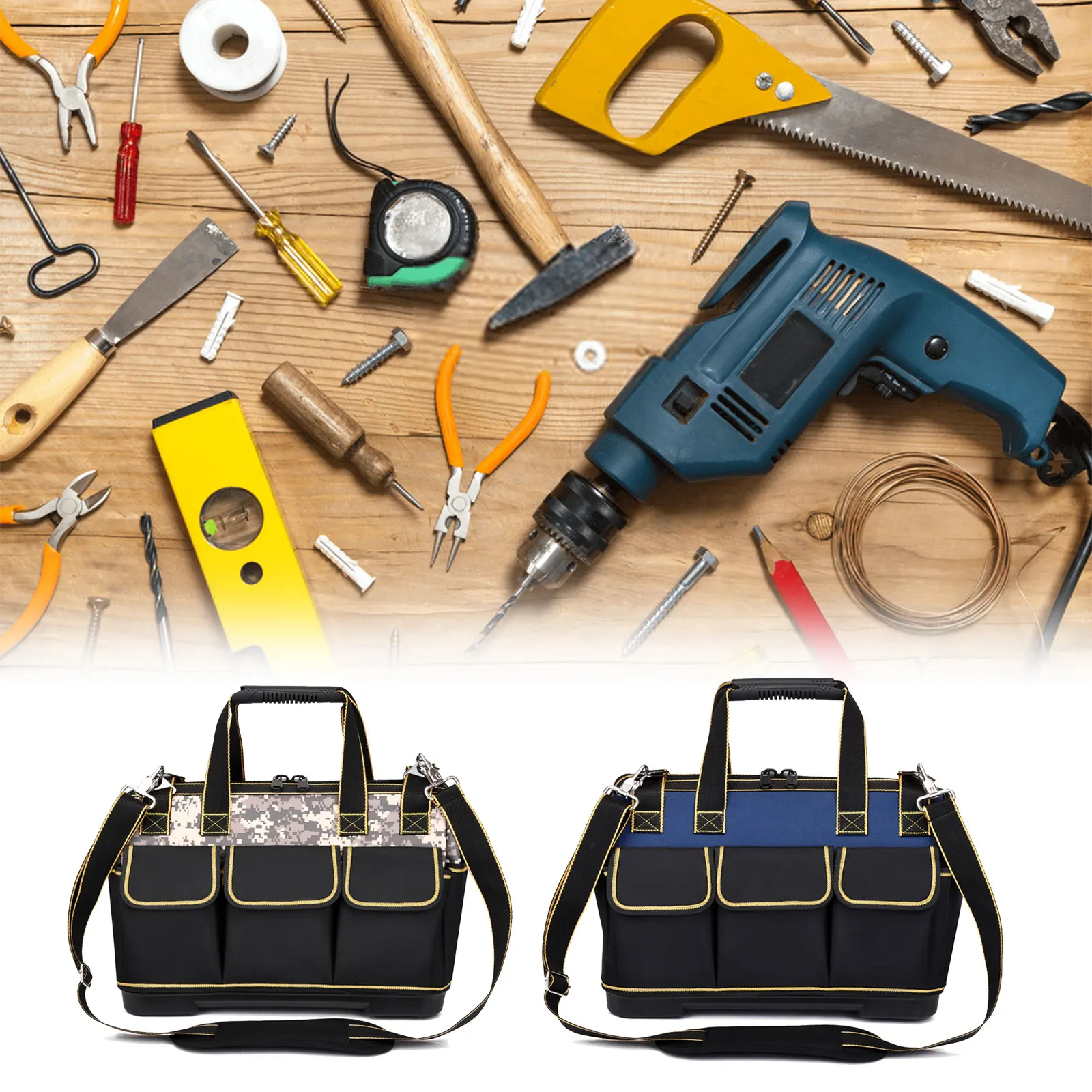 

Wear-resistant Waterproof Oxford Cloth Working Toolbag Portable Professional Maintenance Tool Storage Bag Electrician Toolkit