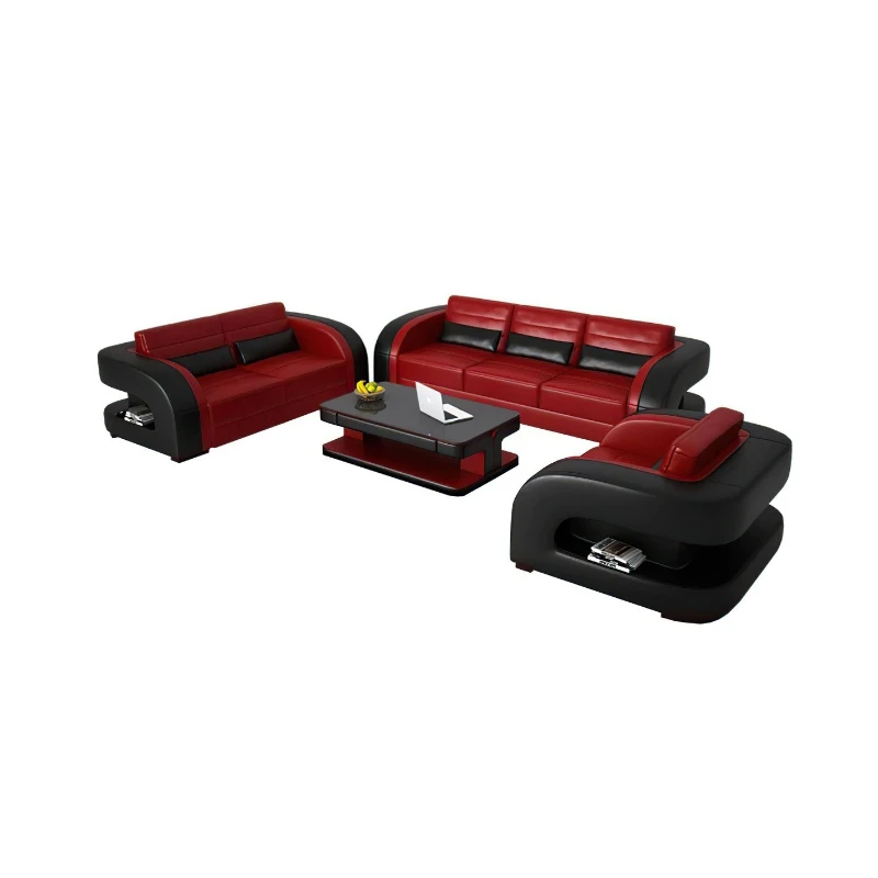 

Simple and fashionable cowhide sofa, large and small apartment modern high-end living room sofa combination