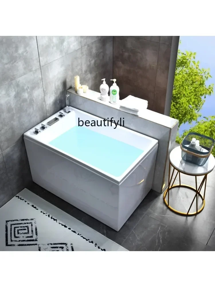 Japanese-Style Small Apartment Household Bathtub Square Deep Bubble Acrylic Mini Bathtub Independent Integrated home decor