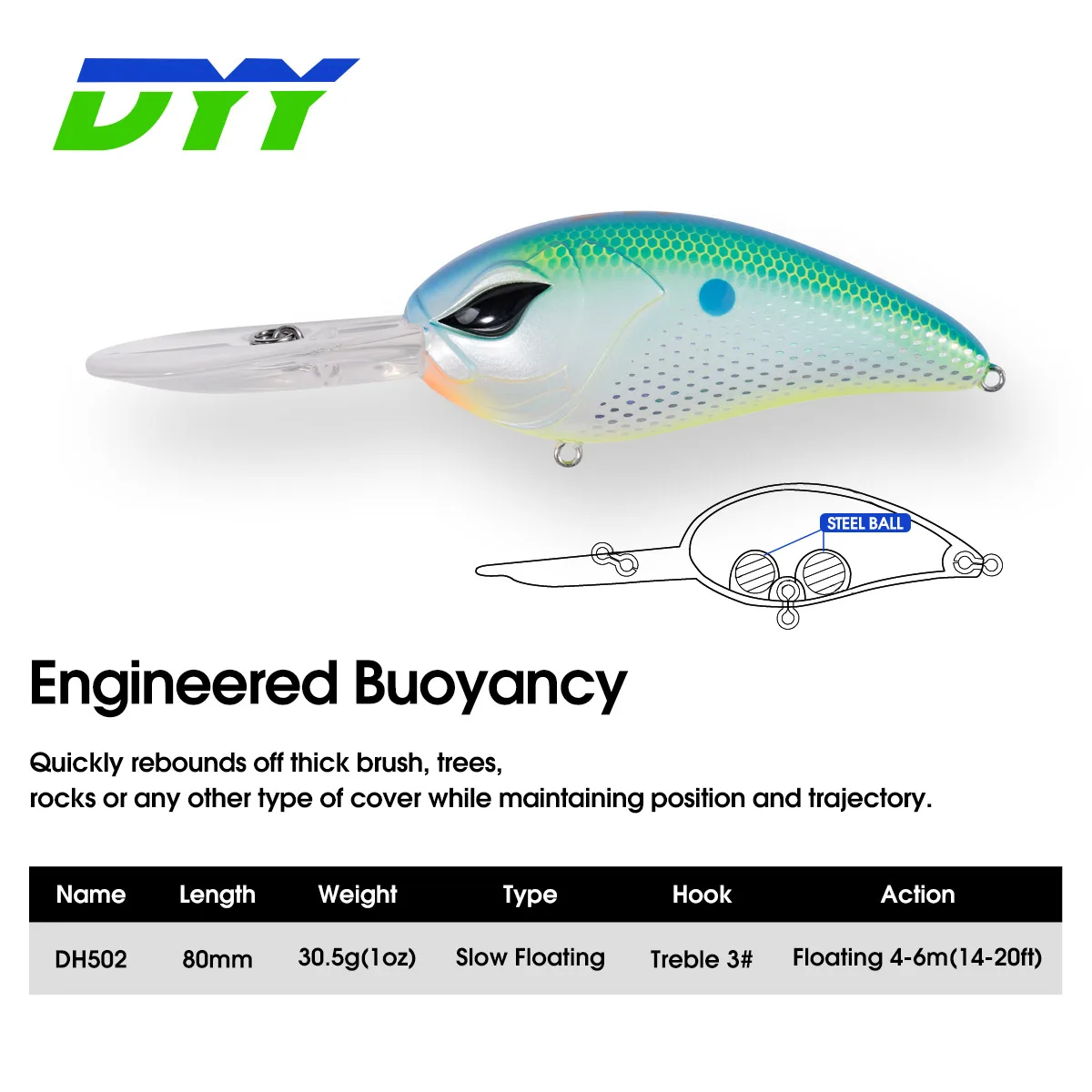 DYY Deep Diving Crankbaits 8cm 30.5g Slow Floating Wobbler Minnow High Quality Artificial Hard Bait for Bass Pike Fishing Lures