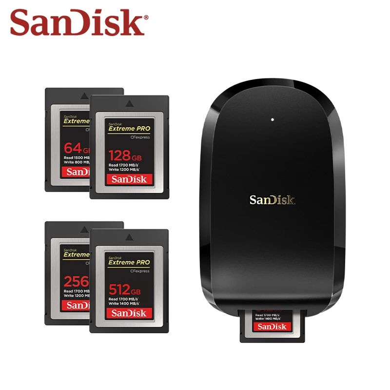 Карта Sandisk Extreme PRO CFexpress Type B 64 ГБ 128 ГБ 256 ГБ 512 ГБ Высокоскоростная карта памяти CFE Type B 4K для камеры