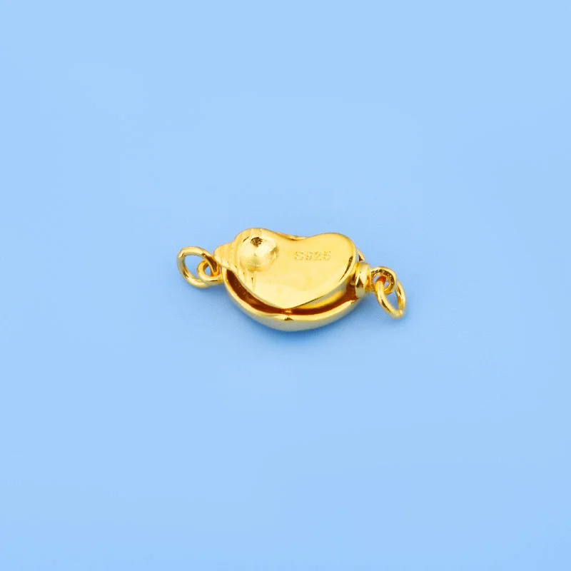 925 sterling silver pearl buttonhead press heart plunger buckle Handmade DIY bracelet necklace connection buckle