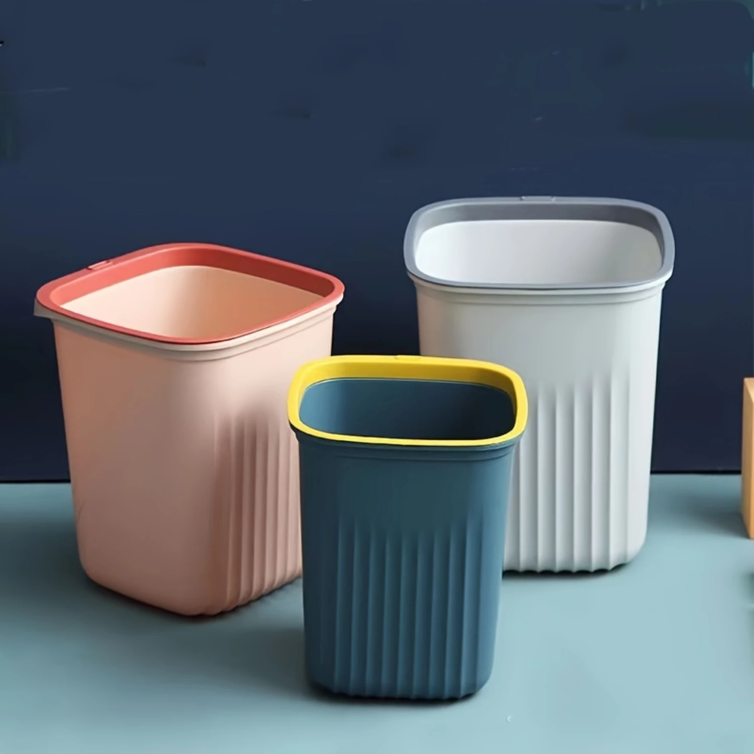 Simple Lidless Trash Can, Creative Pressure Ring Waste Paper Bucket, Garbage Can For  Living Room Bathroom Dorm And Office