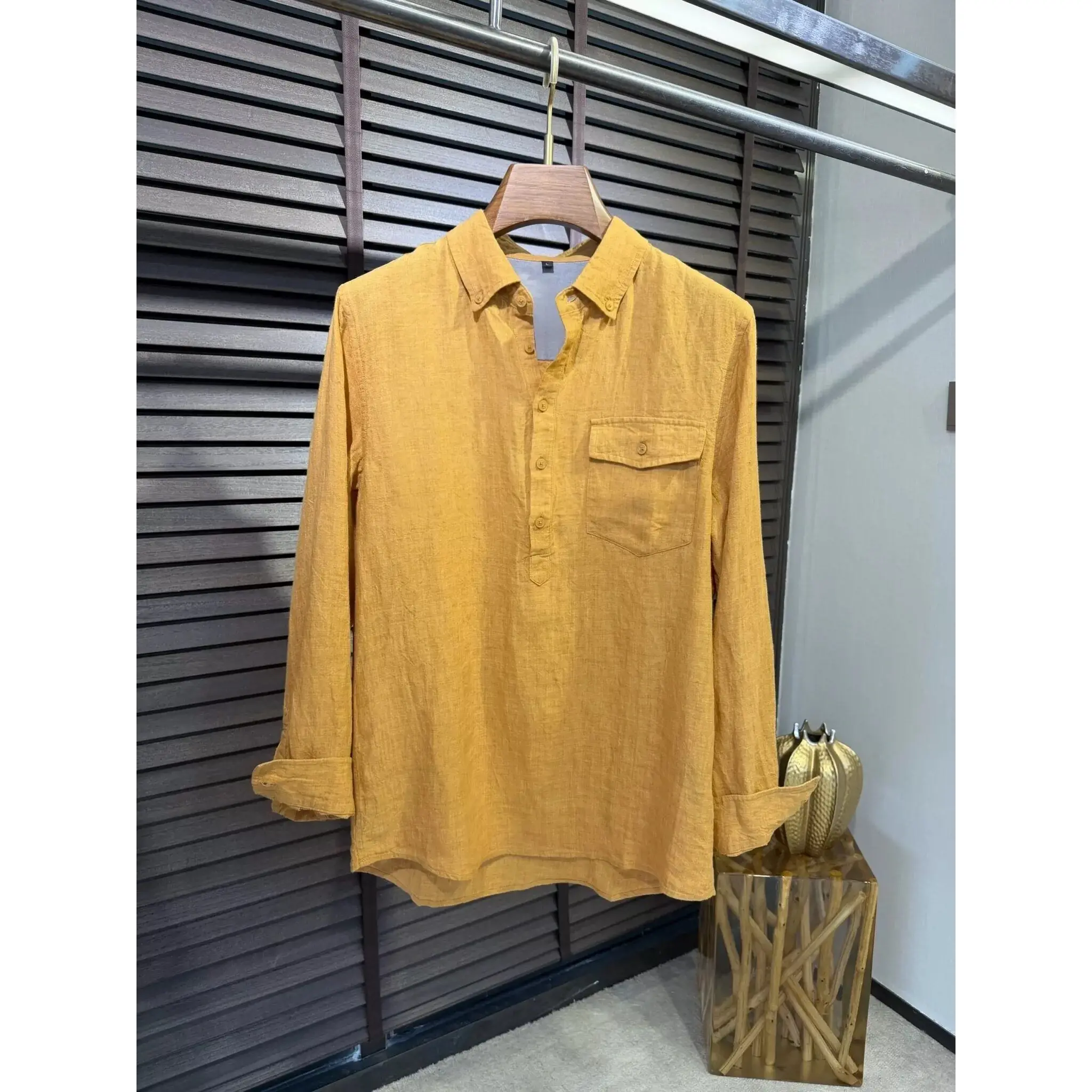 Italian BC old money wind 2026 spring and summer 100% linen solid color versatile pocket tooling shirt jacket
