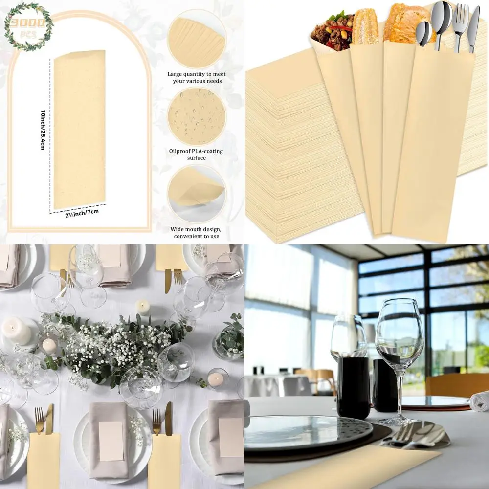 

Упаковка из 3000 пакетов для столовых приборов, 10 x 2,75 дюйма, одноразовые чехлы для приборов, идеально подходят для ресторанов, пекарен и еды на вынос