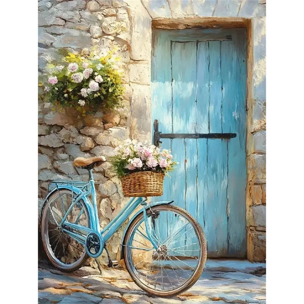 5D DIY Diamant Stickerei Tür Diamant Malerei Fahrrad Muster für Erwachsene Anfänger Mosaik Landschaft Handwerk
