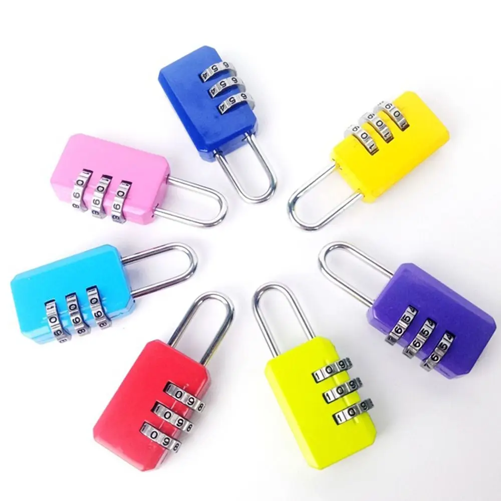 3 Digit Password Lock Dormitory Mini Cabinet Lock Portable Travel Backpack Zipper Lock Security Luggage Padlock Code Lock