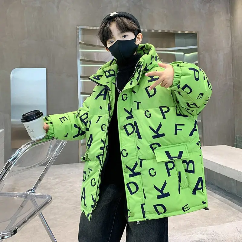 

Новинка 2023 года, зимнее пальто на хлопковой подкладке для мальчиков, утепленная теплая модная зимняя куртка для малышей и больших детей