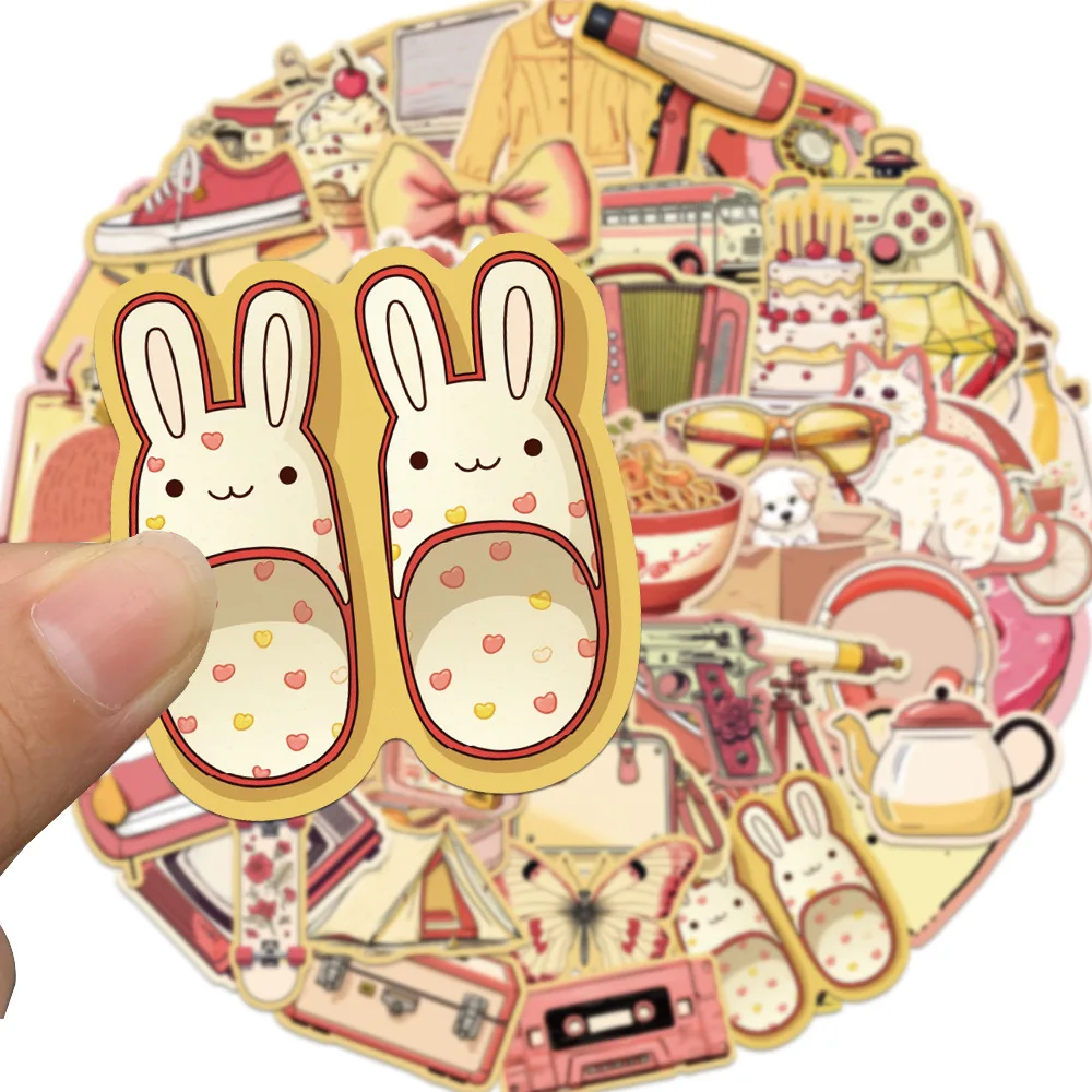 10/30/60pcs Kawaii Mixed Retro Things Graffiti Stickers Cartoon for Notebook Scrapbooking Decor Phone Laptop Water Bottle