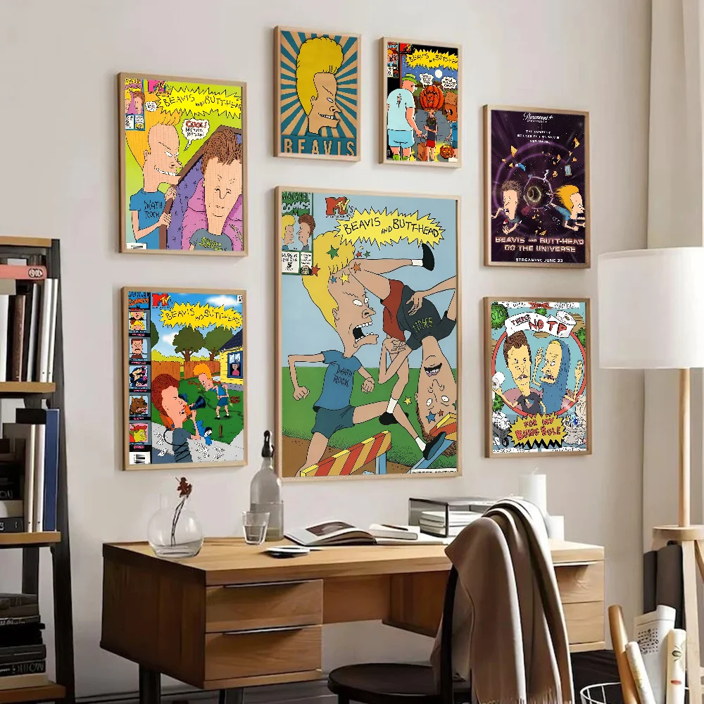 Anime Beavis And Butthead Vintage Posters Sticky Vintage Room Home Bar Cafe Decor Kawaii Room Decor