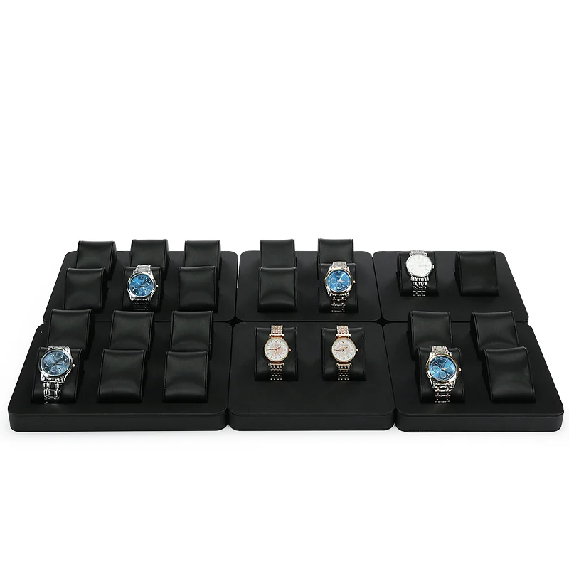 Black White PU 4 /6 Slot Watch Display Trays High Quality Bracelet Show Shelf Jewelry Organizer Window Show Photo Props