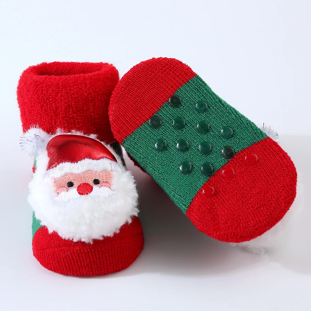 BornToGirl Winter Christmas 0-12M Newborn Baby Socks Infant Non-Slip Thicken Warm Socks Baby Girls Boys Socks