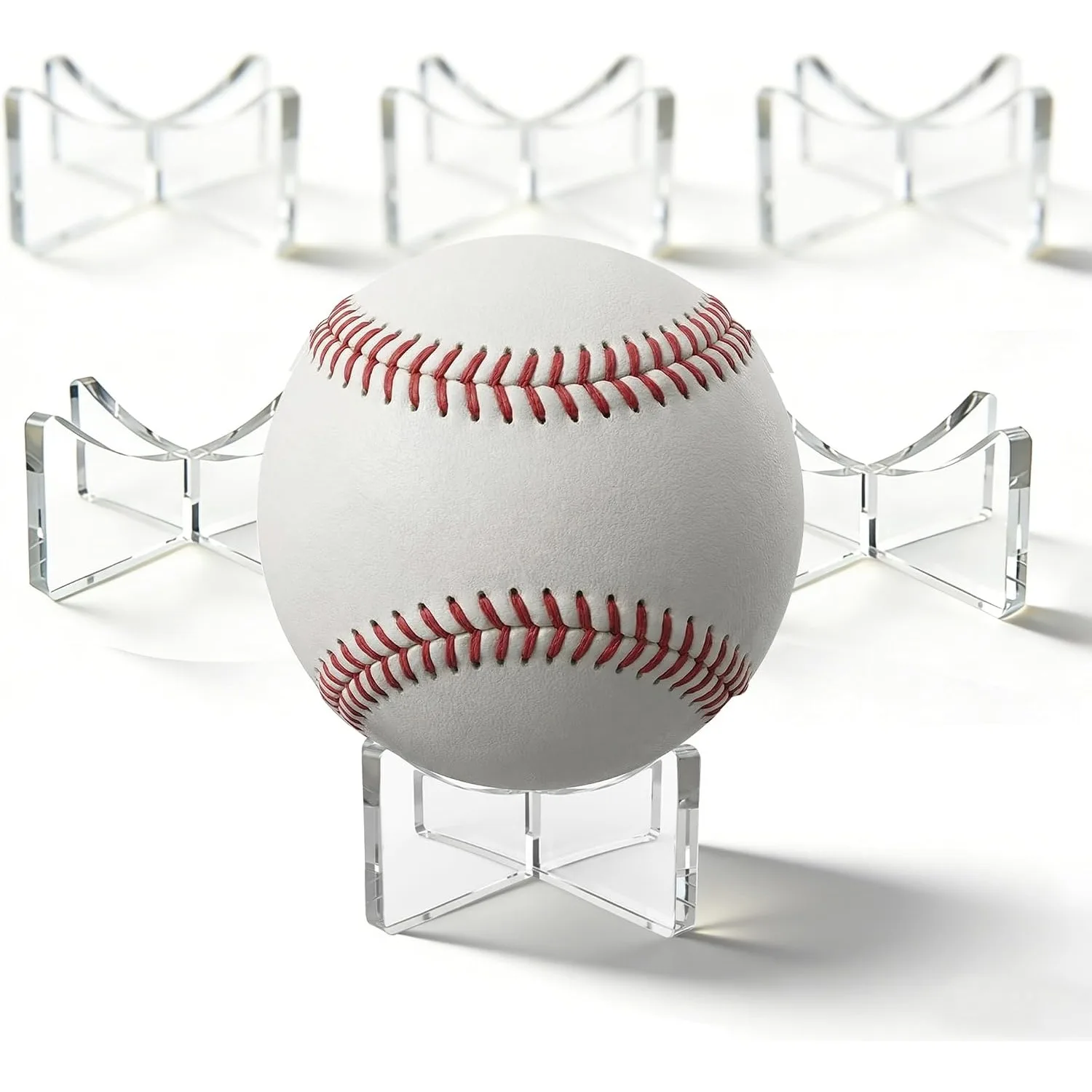 6Pcs Clear Acrylic Baseball Display Stand Holder For Signed Softball Autograph Game Collectible Ball Memorabilia Storage