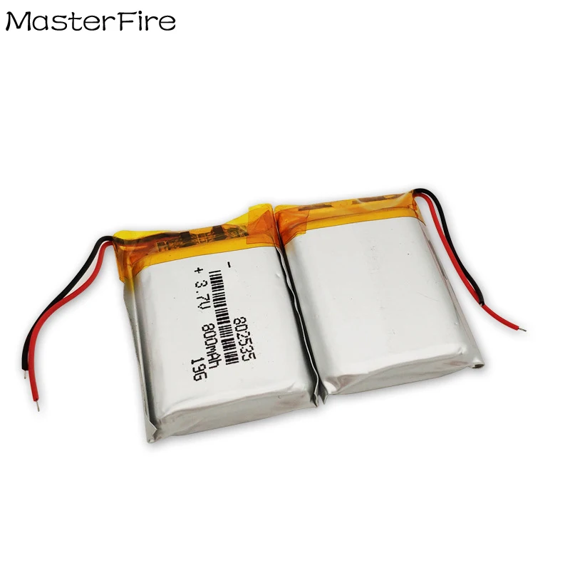 

2pcs/lot 3.7V 800mah Rechargeable Lithium Polymer Battery 802535 for Bluetooth Speaker Hearing Aid Electric Toy Tablet MID Cell